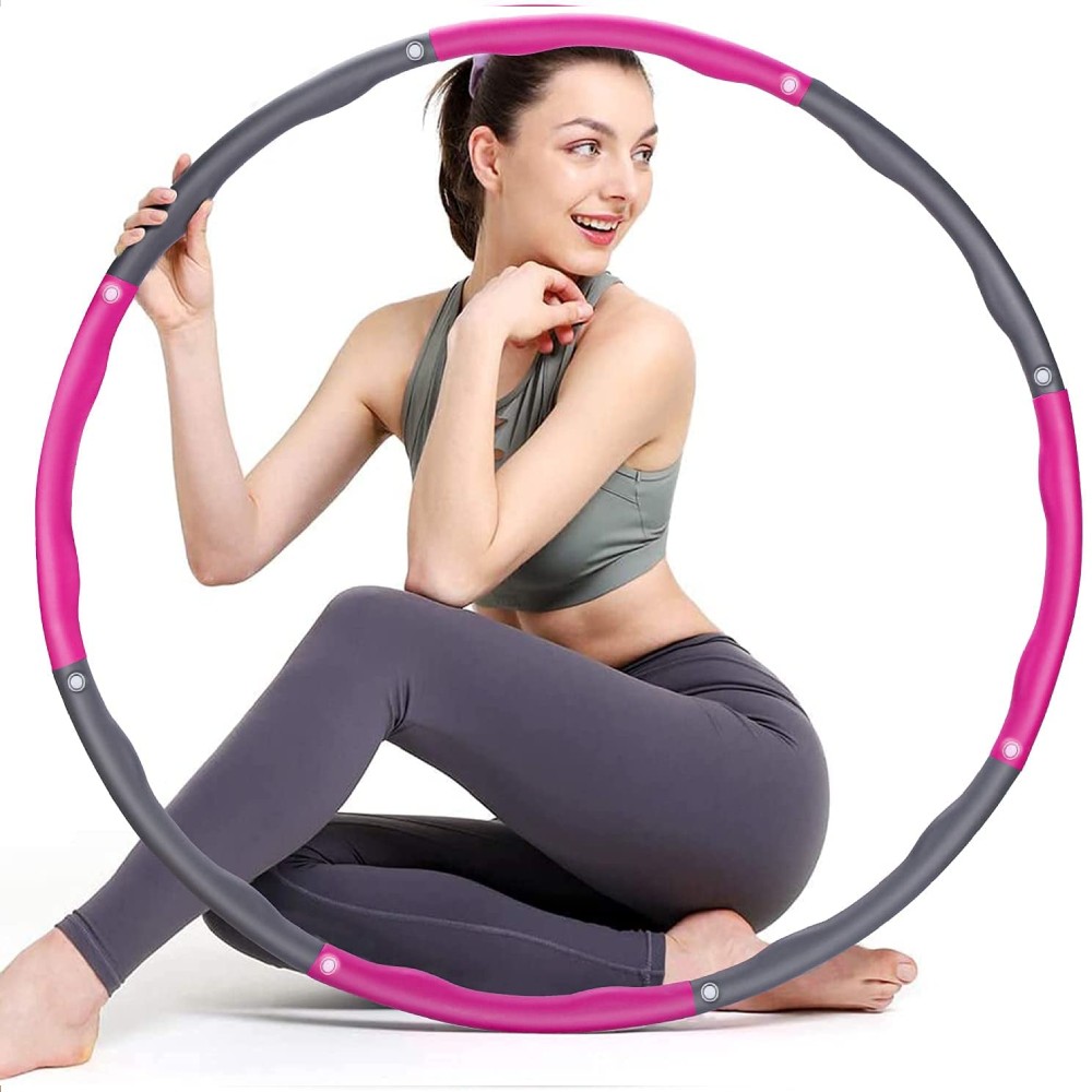 KUAJING Weighted Hula Hoop for Exercise Heavy Adjustable Healthy Model Life Workout Weighted Loss Hoola Hoop for Women Adults Fitness Gymnastics Equipment for Home 6 Section Detachable Blue Gray 